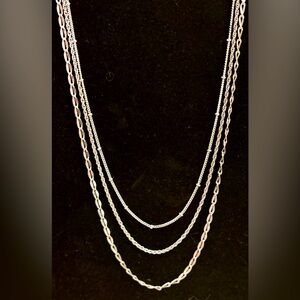 Silver Plated 3-Strand Chain Necklace